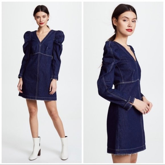 Rebecca Taylor Dresses & Skirts - REBECCA TAYLOR La vie Ruched Sleeve Denim Dress